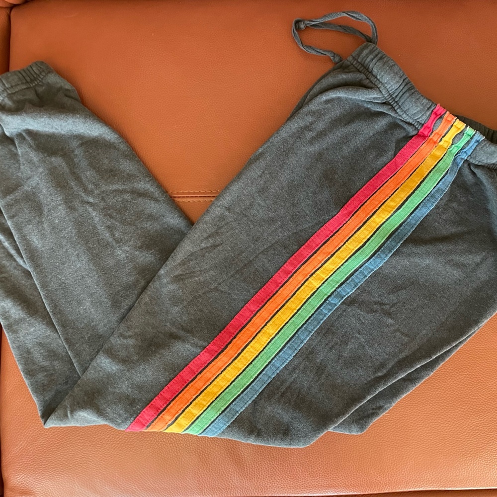 Aviator Nation 5 stripe rainbow sweatpants Small